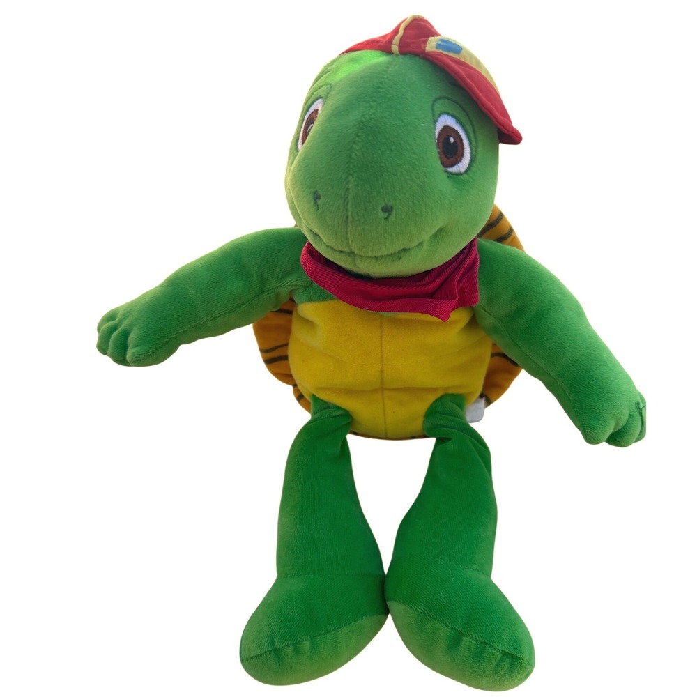 Franklin the Turtle Plush Hand Puppet Green Red Hat Vintage Kids Toy